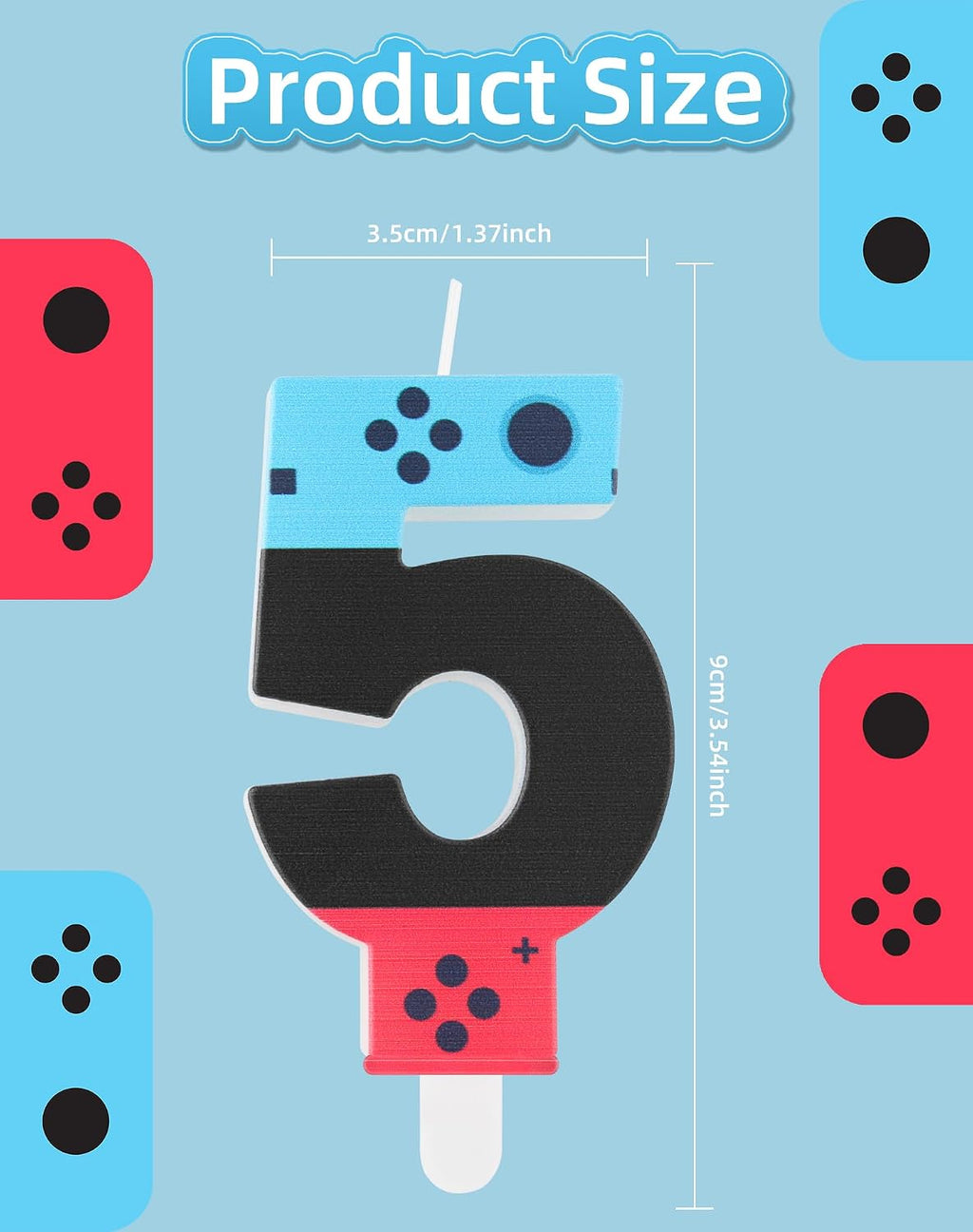 Level Birthday Candles,Level 2 Number Birthday Cake Candles,2Nd Boy Birthday Party Decor,Game Controller Gamepad Birthday Candles,Video Game Controller Themed Kids Boy Bday Party Supplies