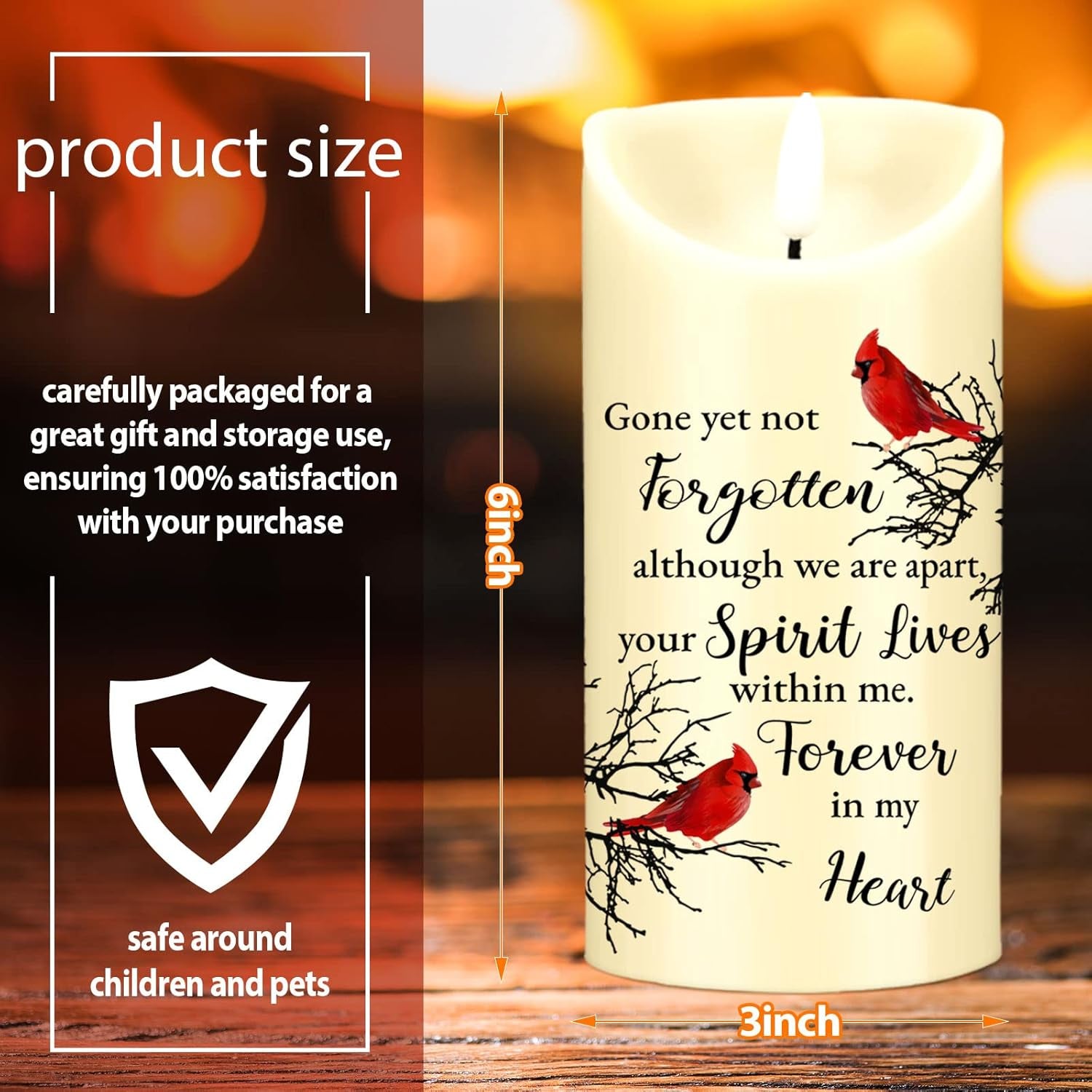 Memorial Candles Sympathy Gifts LED Flameless Cardinal Bereavement Candles for Loss of Loved One Sympathy Cardinal Gifts Battery Candle for Prayers(Bird Style)