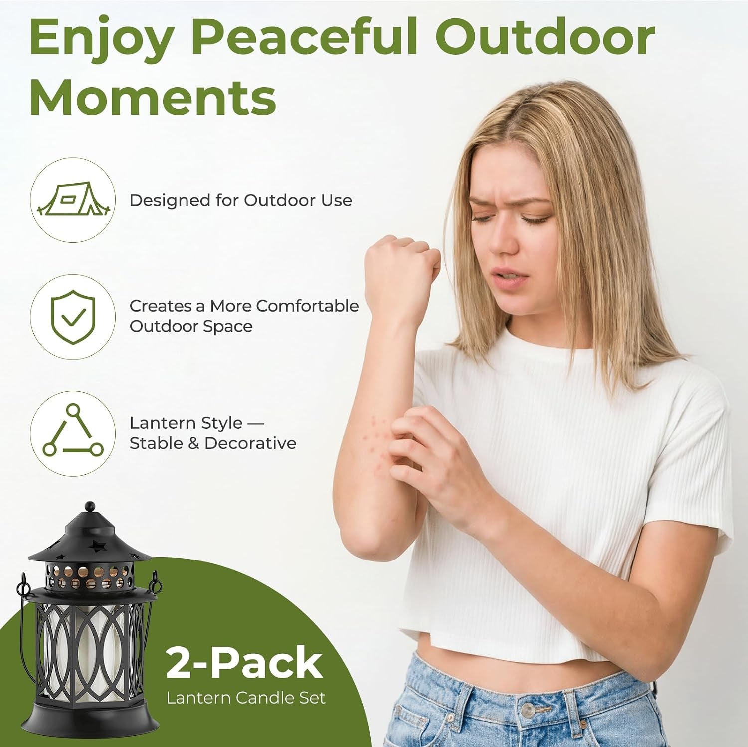 Citronella Candles Outdoor, 2 Pack Citronella Candle Lanterns with Lid, Soy Wax Outdoor Candles for Patio, Garden, Porch, Backyard, Camping & Summer Outdoor Decor