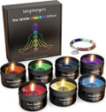 Chakra Candles with Premium Crystal and Healing Stones Luxury Meditation Scented Candles Gift Set for Women Stress Relief Spiritual Decor Healing Candles for Yoga, Aromatherapy