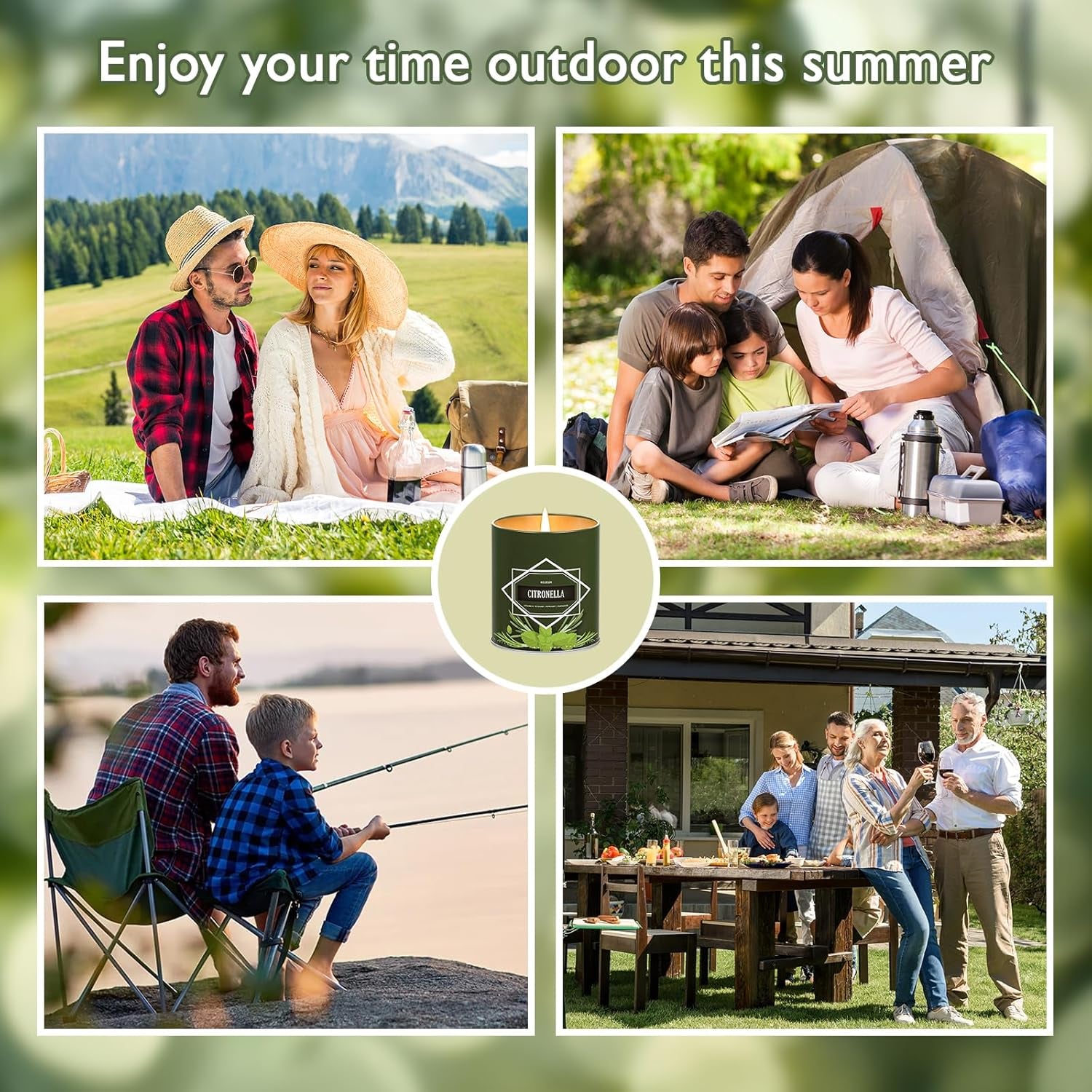 Citronella Candles Outdoor 4-Pack, Total 36Oz Citronella Candles for outside Patio, Camping & Garden, Summer Gifts for Indoor Home Scented, 50-Hour Burn Time, 9 Ounce Each