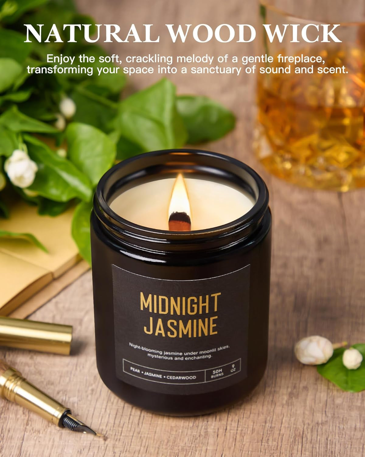 Men'S Candle Gift Set, 4 Pack Crackling Wood Wick Soy Scented Candles, 36Oz Masculine Aromatherapy Candles for Home, up to 200H Burn Time, Thoughtful Gift for Fathers, Husbands and Men