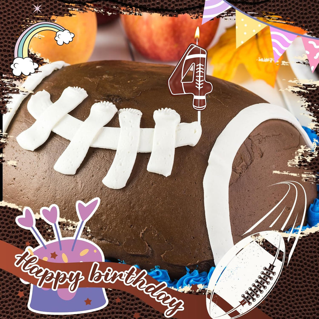 Football Birthday Number Candles Football Birthday Candle Sports Candles for Cake Topper for Boys Girls Kids Party Supplies Anniversary Celebrations Decorations(Number 4)