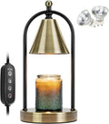 Candle Warmer Lamp with Timer, Electric Brass Light for Dimmable Wax Melts and Candle Jars, Bedroom Lamp Gifts for Women Home Decor (2 Bulbs)