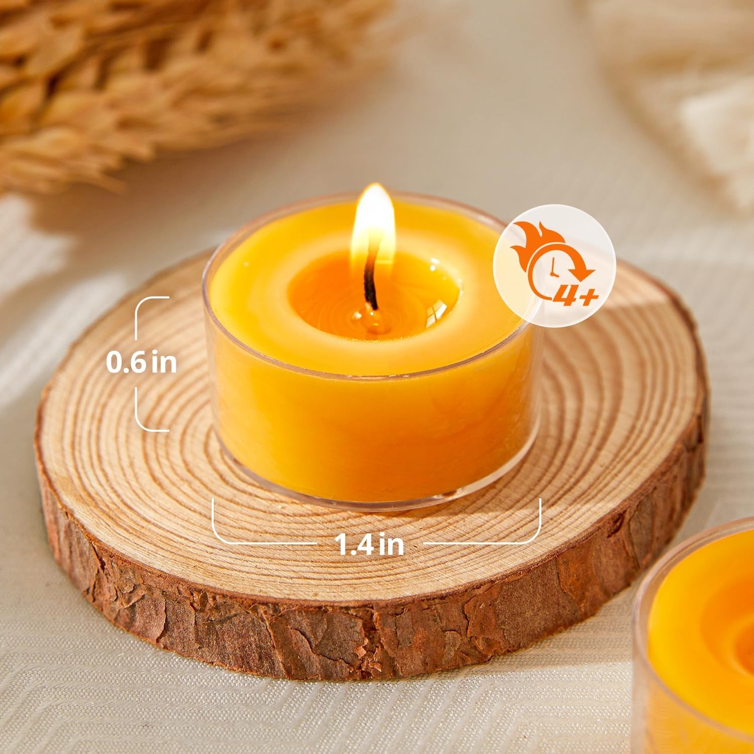 36 Pack Beeswax Tea Lights, 4-Hour Long Burning Tealight Candles, Ideal for Dinners Meditation Home Decor Tea Candles