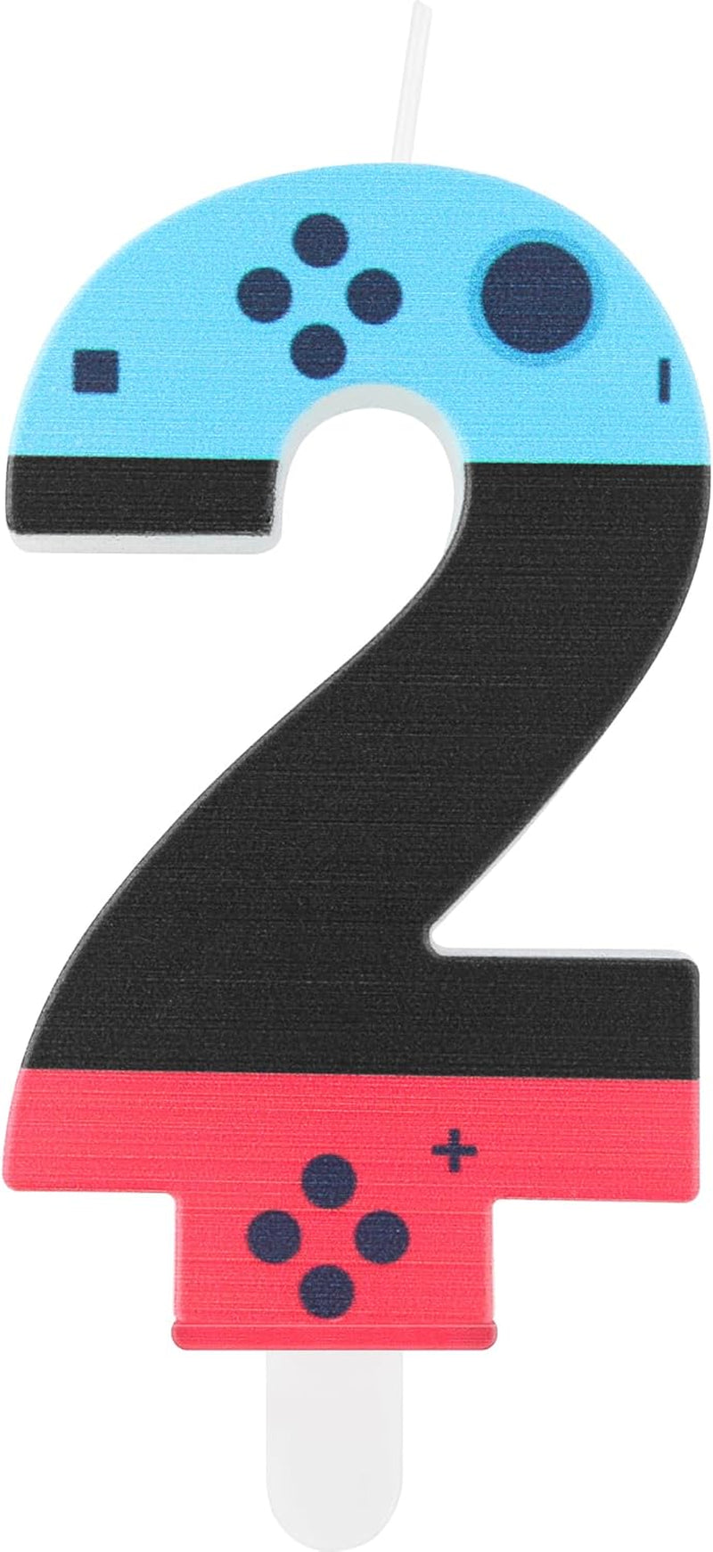 Level Birthday Candles,Level 2 Number Birthday Cake Candles,2Nd Boy Birthday Party Decor,Game Controller Gamepad Birthday Candles,Video Game Controller Themed Kids Boy Bday Party Supplies