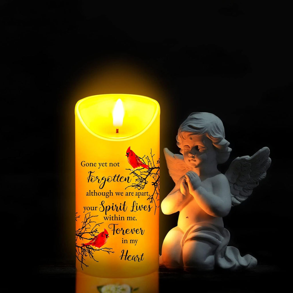 Memorial Candles Sympathy Gifts LED Flameless Cardinal Bereavement Candles for Loss of Loved One Sympathy Cardinal Gifts Battery Candle for Prayers(Bird Style)