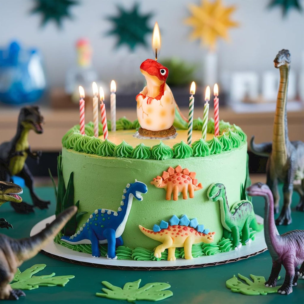 Large Dinosaur Birthday Candle - Red Dinosaur Cake Topper Candles for Kids, 3.6 Inches, Fun Dino Birthday Party Decoration