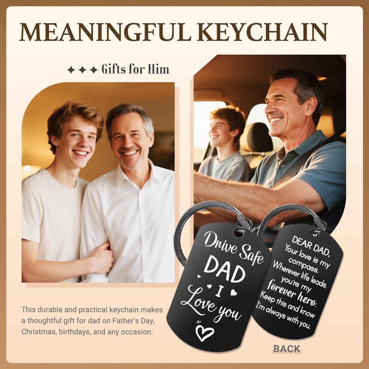 Gift Ideas for Dad - Fathers Day Christmas Birthday Gifts from Daughter Son, Funny Fart Candle Keychain for Dad
