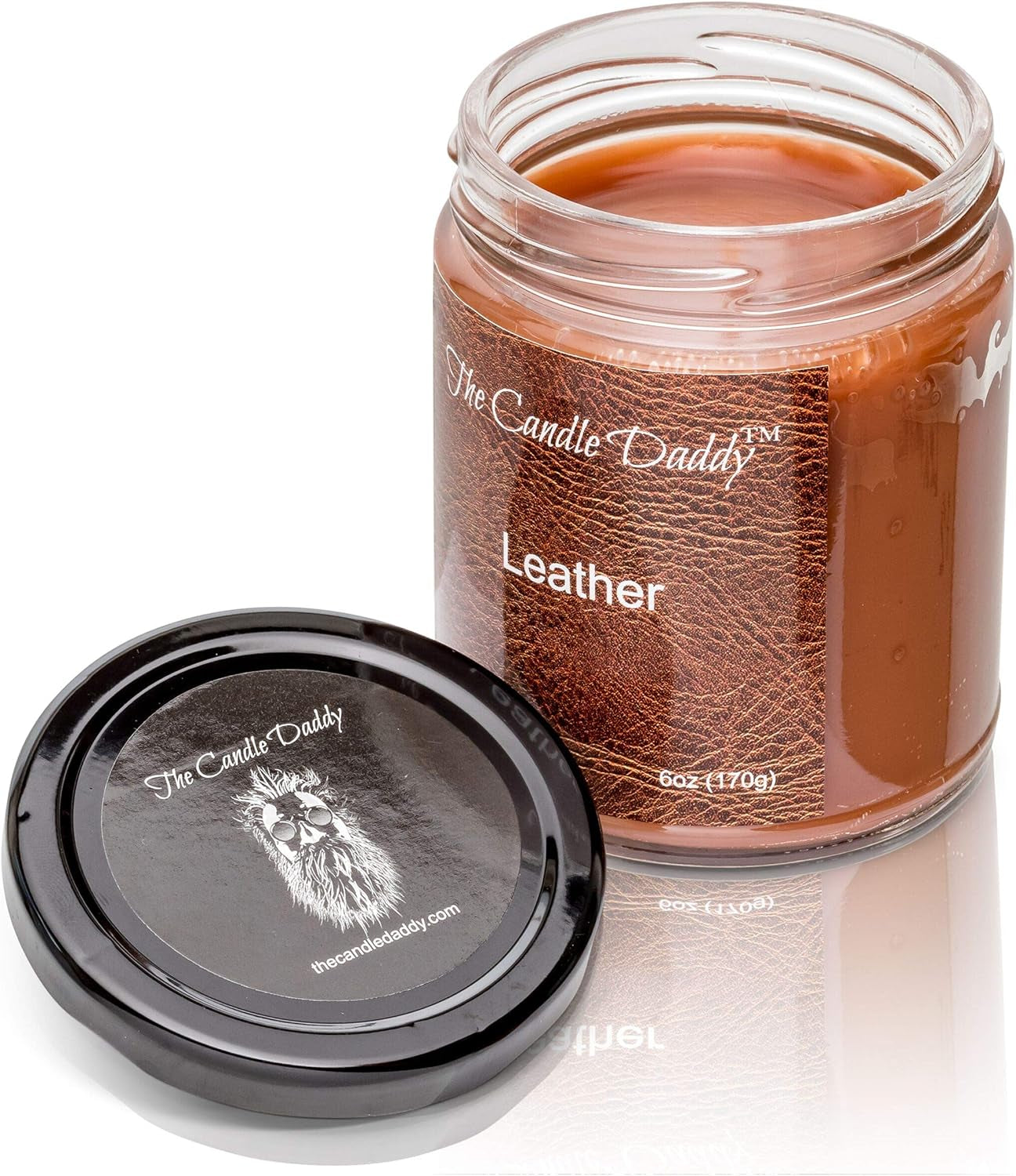 Leather Candle- 6 Oz Jar Candle - up to 40 Hour Burn Time
