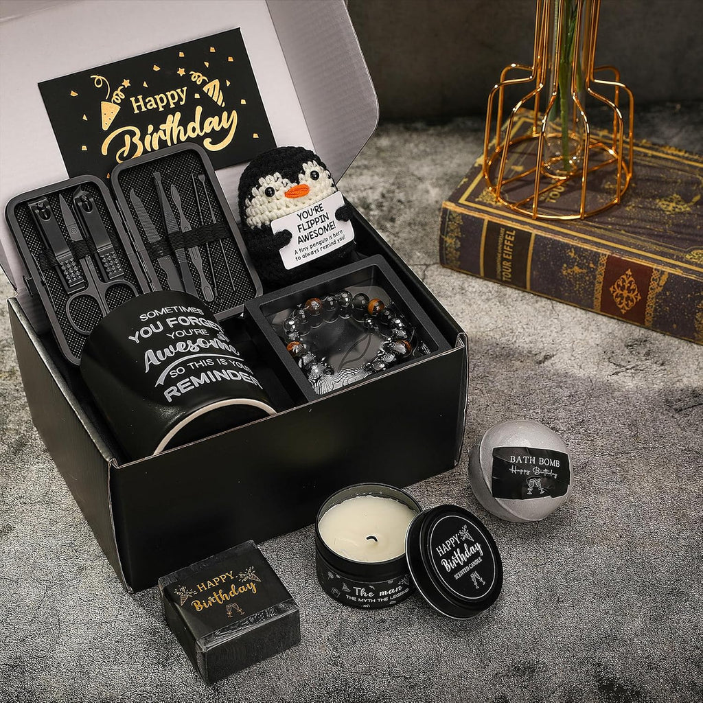 Birthday Gifts Set for Men, Premium Personal Care Gift Box for Him Boyfriend Husband Dad Grandpa Friend Brother Family, Birthday Presents for Son, Coworker Male Gifts Ideas
