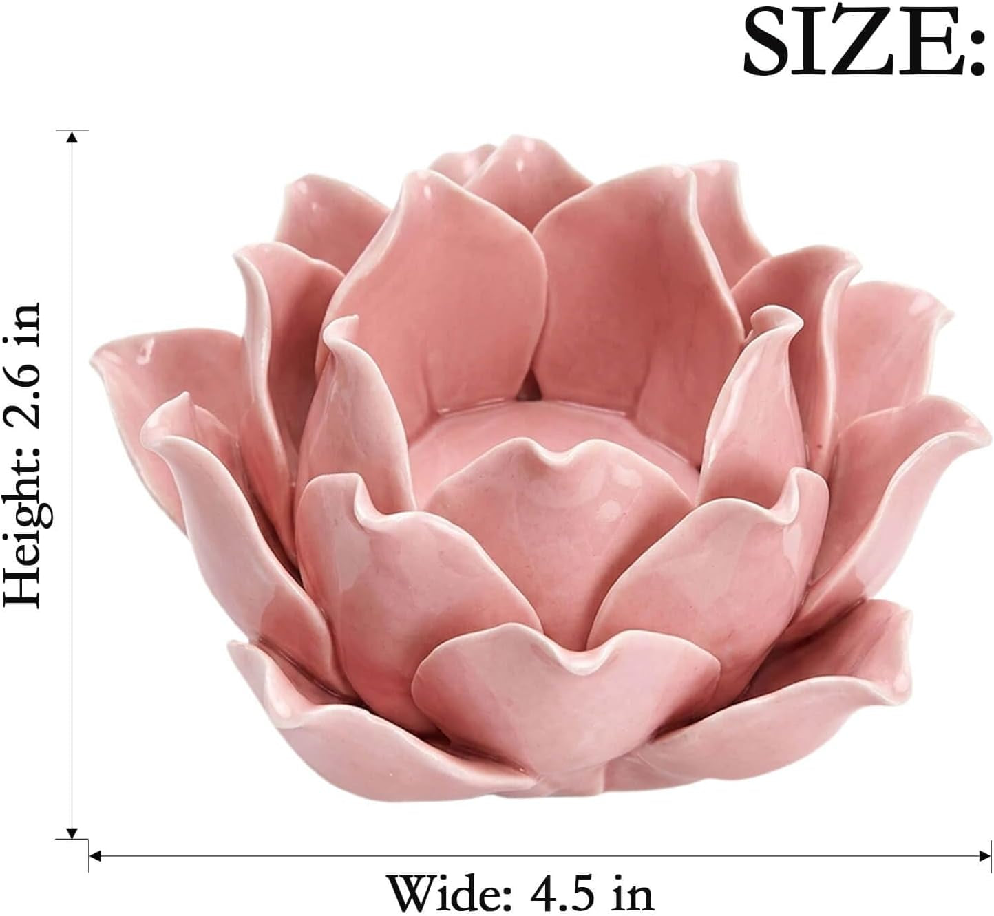 Pink Lotus Flower Candle Holder - Handmade Ceramic Lotus Tealight Candle Holders, Pink Lotus Candle Holders for Home Decoration, 1 Pack