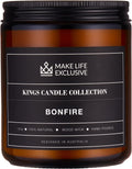 Scented Candles for Men | Bonfire, Mahogany & Teakwood Scented | Wooden Wick, Long Lasting, Masculine Scents | Natural Soy Jar Candle for Home, Bachelor Pad Decor | the Perfect Mens Gift.