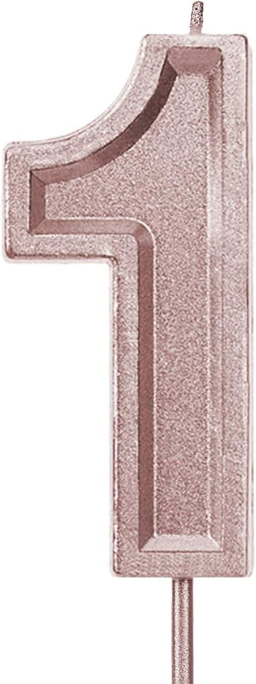 2.76 Inches Large Rose Gold Glitter Birthday Candles Birthday Cake Candles Number Candles Cake Topper Decoration for Wedding Party Kids Adults (1)