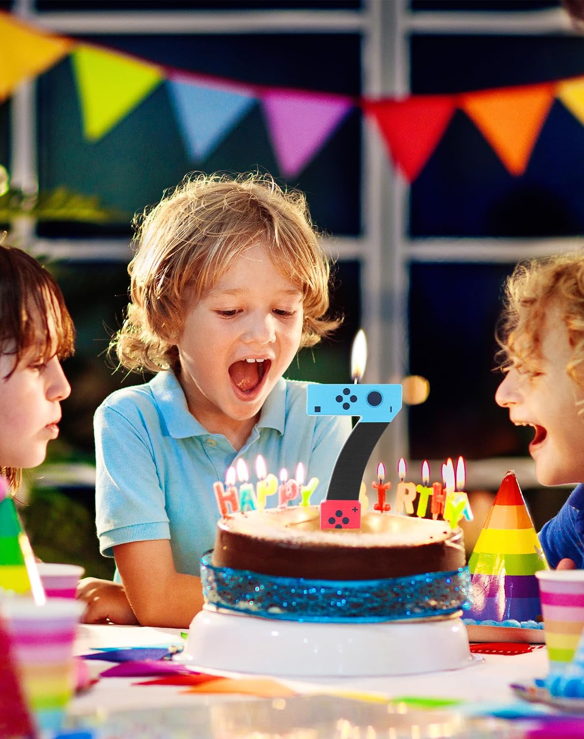 Level Birthday Candles,Level 2 Number Birthday Cake Candles,2Nd Boy Birthday Party Decor,Game Controller Gamepad Birthday Candles,Video Game Controller Themed Kids Boy Bday Party Supplies