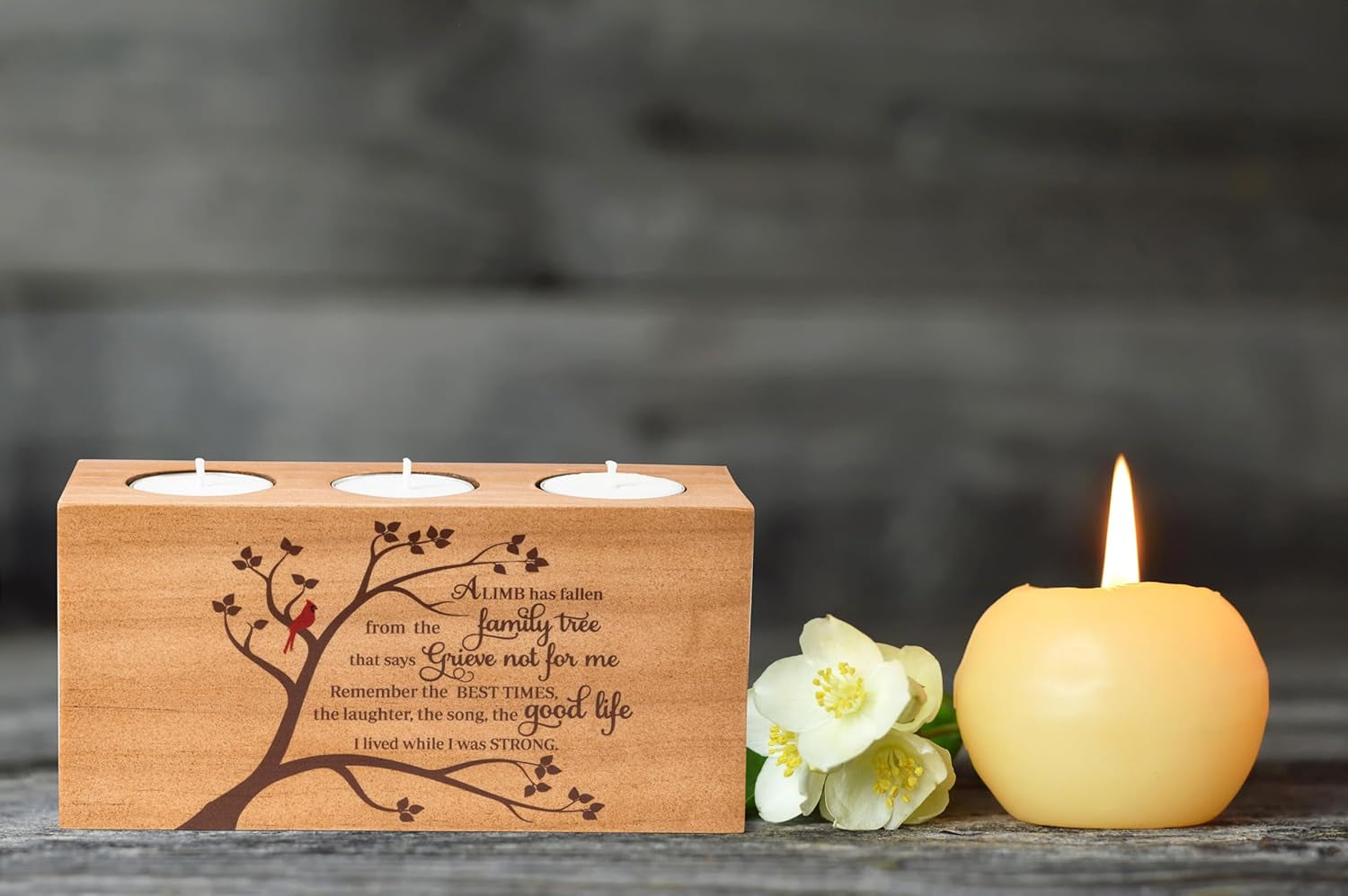 Sympathy Gifts for Loss of Loved One – Memorial Bereavement Gifts Candle Holders – Handcrafted Wooden Keepsake with Poem I Condolence Gift, Bereavement Gifts for Loss of Mother, Father (A Limb)