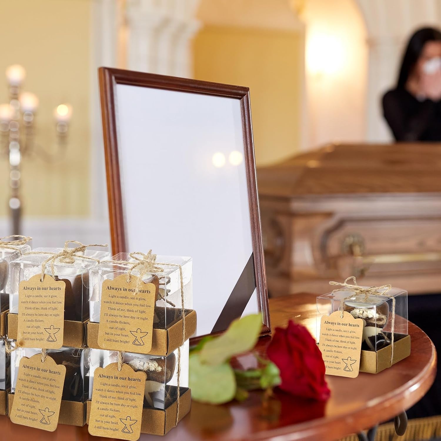 24 Set Funeral Memorial Candles Holders Funeral Keepsakes Favors Memorial Candle Holders 2.4 X 2.4 Inches Celebration of Life Supplies Sympathy Gifts Service Grief Share Gifts (Classic Style)