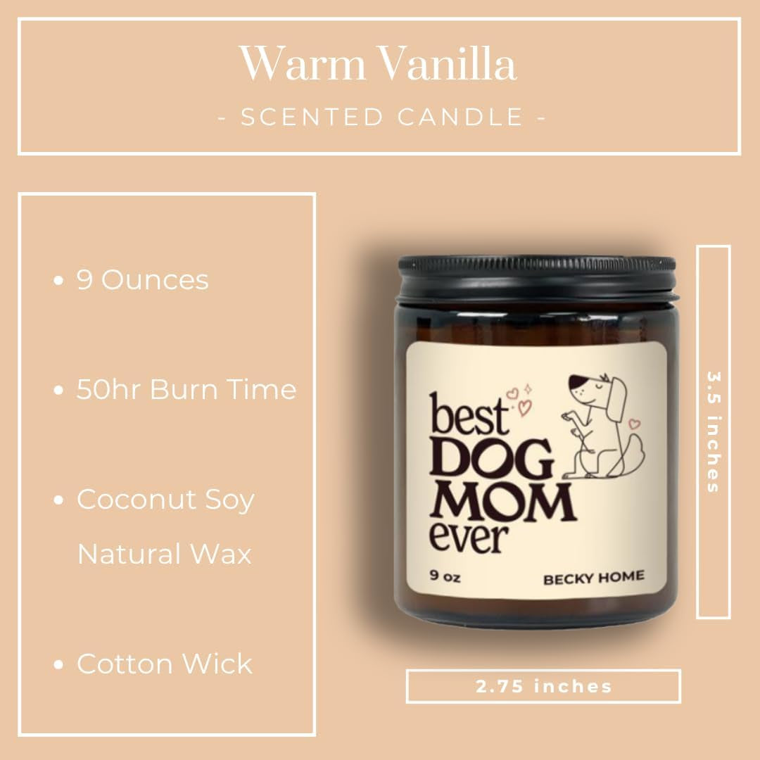 9Oz Warm Vanilla Scented Candle, Dog Mom Gifts for Women, Best Friend Candles, Funny Dog Gifts for Women, Pet Lovers, Best Friends,