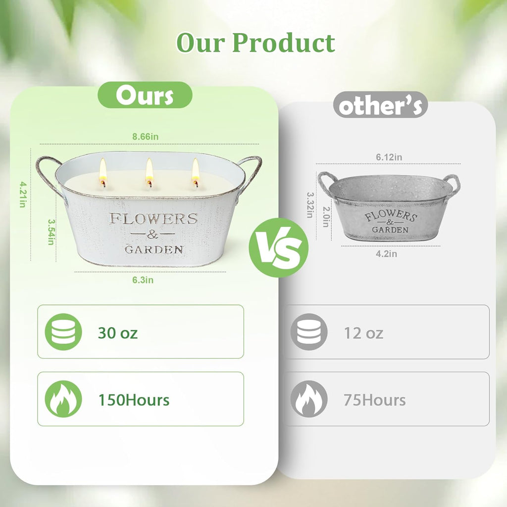 Citronella Candles Outdoor, 30Oz Large Citronella Candles for Patio Yard Home, 3-Wick Natural Soy Wax Lemongrass Scented Candle, 150 Hours Long Lasting Burning Candle for Garden Balcony Camping