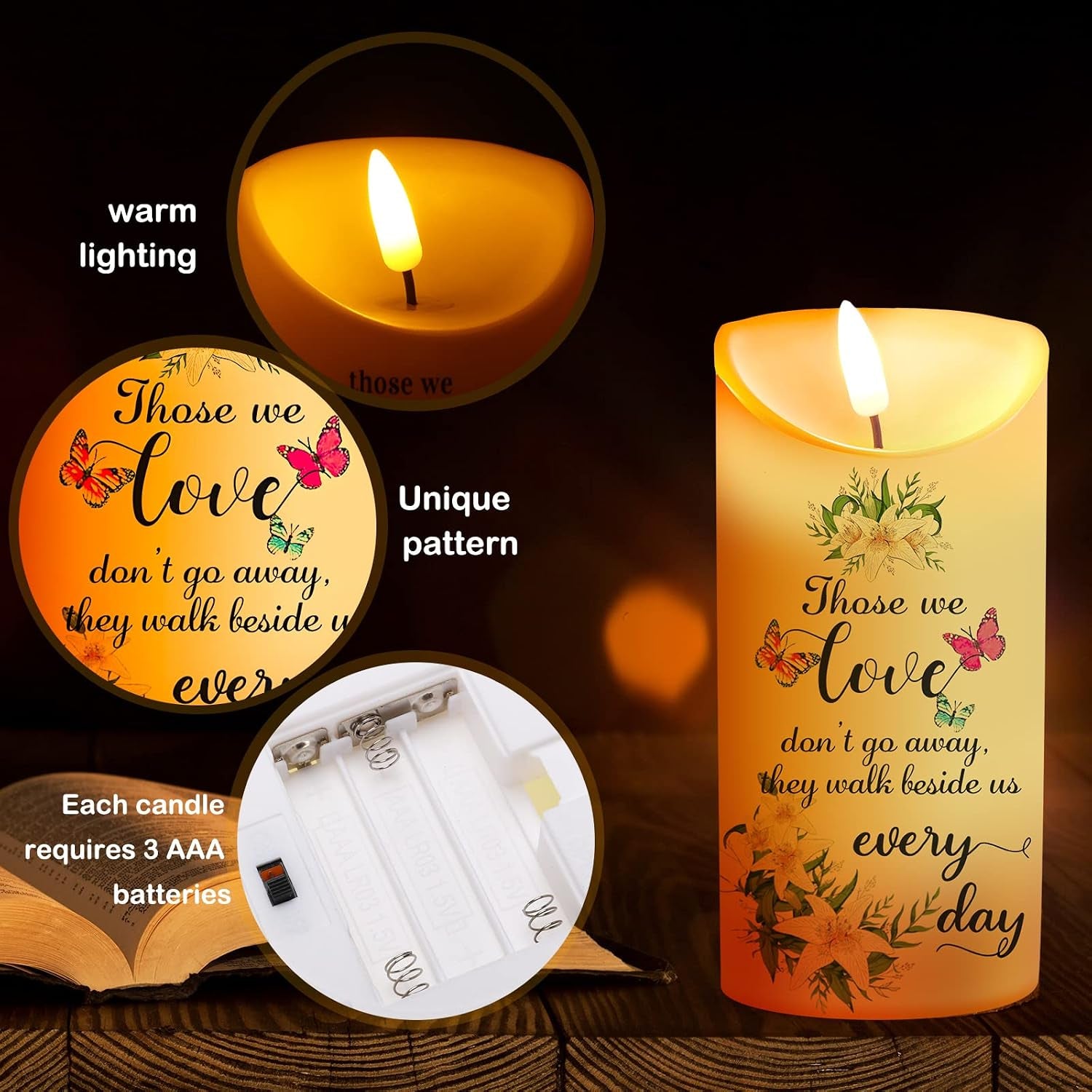 Memorial Candles Sympathy Gifts LED Flameless Cardinal Bereavement Candles for Loss of Loved One Sympathy Cardinal Gifts Battery Candle for Prayers(Elegant Style)