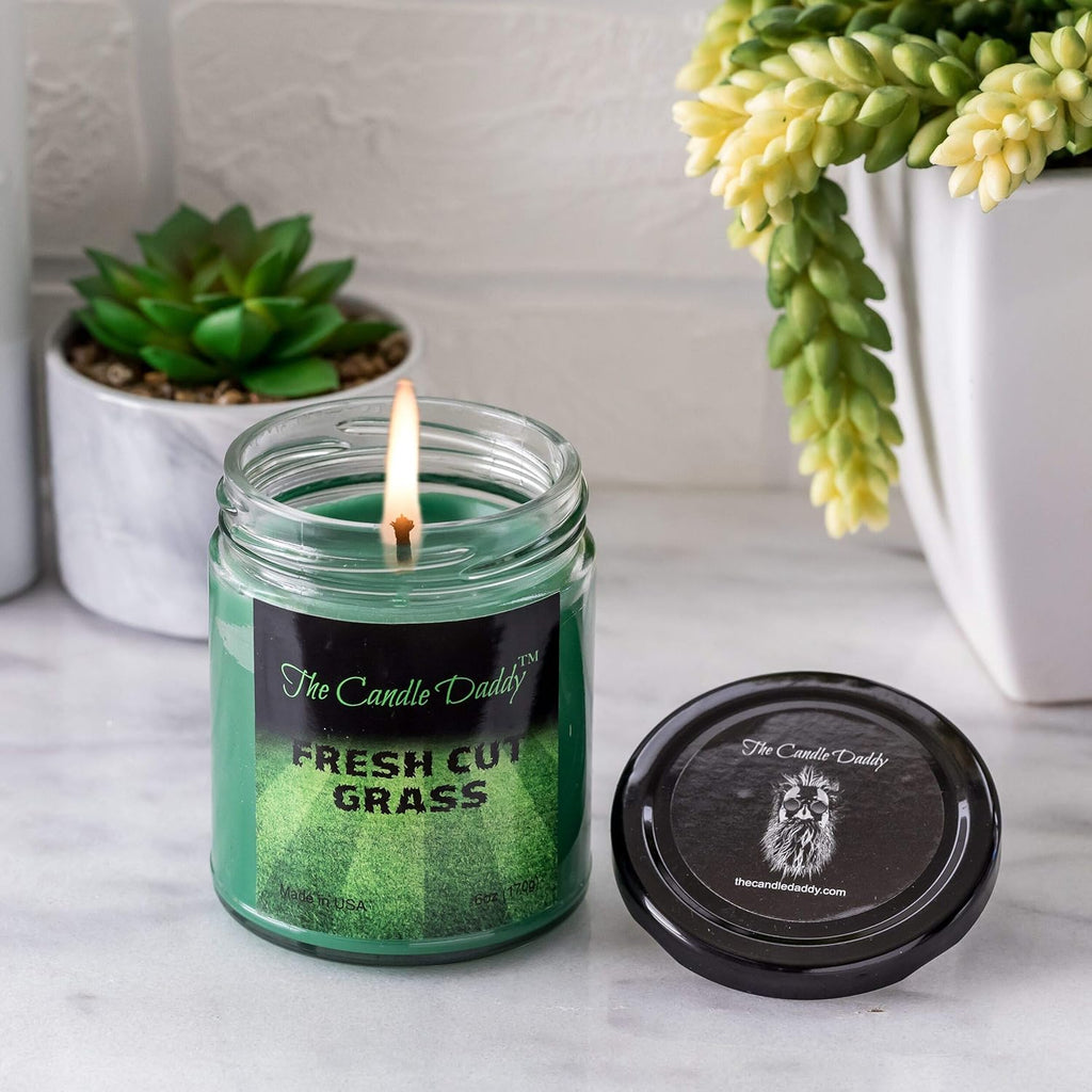 Fresh Cut Grass Candle- 6 Oz Jar Candle- up to 40 Hour Burn Time