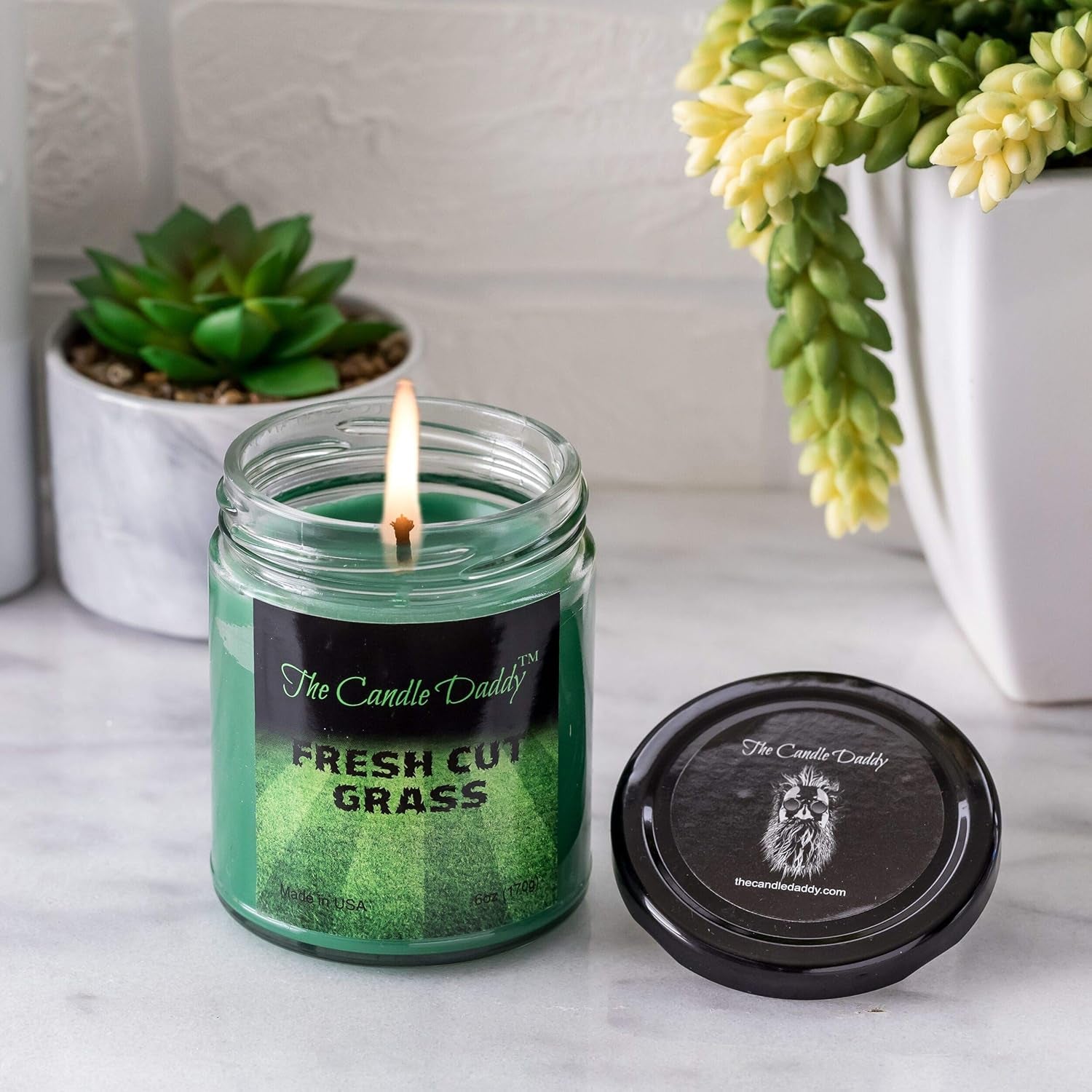 Fresh Cut Grass Candle- 6 Oz Jar Candle- up to 40 Hour Burn Time