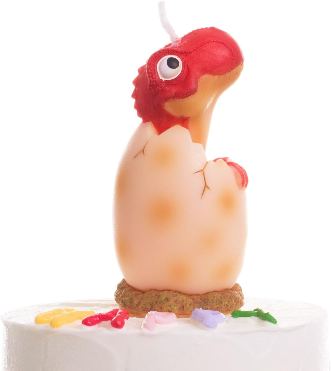 Large Dinosaur Birthday Candle - Red Dinosaur Cake Topper Candles for Kids, 3.6 Inches, Fun Dino Birthday Party Decoration