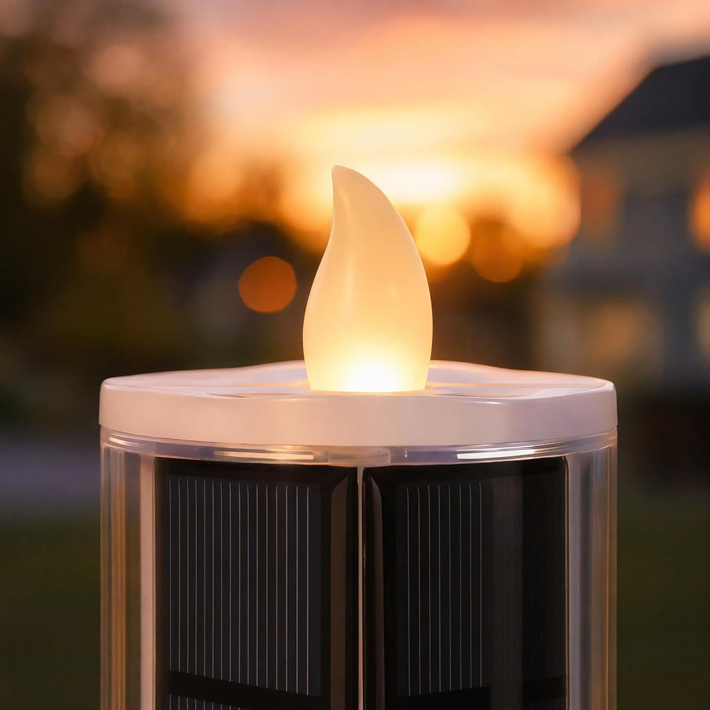 Solar Candles for Cemetery, 2.5"X6.5" Dusk to Dawn Memorial Grave Candle, Outdoor Waterproof Eternal Flame for Gravesite, Permanent Replacement for Traditional 7-Day Burning Candle (Set of 4)