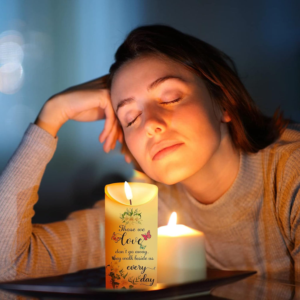 Memorial Candles Sympathy Gifts LED Flameless Cardinal Bereavement Candles for Loss of Loved One Sympathy Cardinal Gifts Battery Candle for Prayers(Elegant Style)