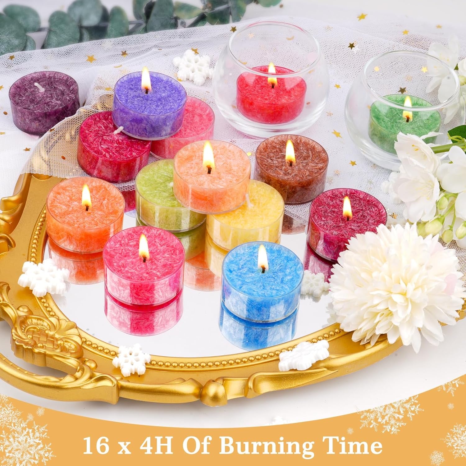 Tealight Candles for Women 16 Pack Aromatherapy Scented Candles Small Candle Gift Set for Women with 16 Scents Long-Lasting Soy Wax Candles for Relaxation, Decor, Christmas, Birthday, Mother'S Day
