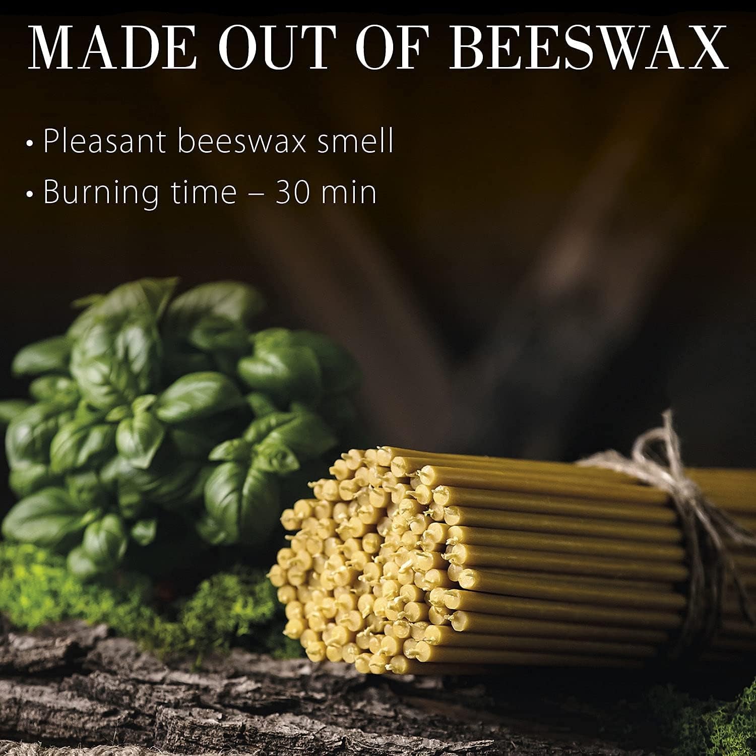 Pure Beeswax Candles - Honey-Scented, Decorative Thin Taper Candles - Ideal for Birthday Decoration or Church Prayers - Drip Free, Tall & Smokeless Pack of 50 Pcs, 6.3 X 0.2 Inch