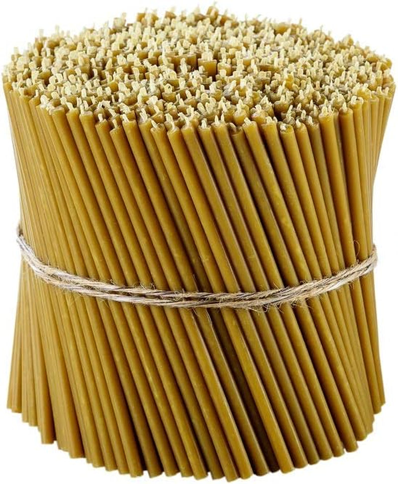 Pure Beeswax Candles - Honey-Scented, Decorative Thin Taper Candles - Ideal for Birthday Decoration or Church Prayers - Drip Free, Tall & Smokeless Pack of 50 Pcs, 6.3 X 0.2 Inch