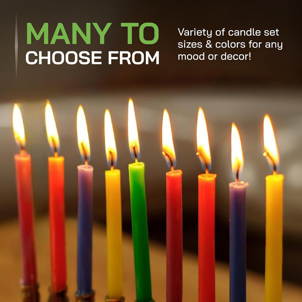 Thin Taper Beeswax Candles - Honey-Scented, Decorative Candles Ideal for Birthday Decoration or Church Prayers - Green Drip Free, Tall & Smokeless Pack of 50 Pcs, 6.4 X 0.22 Inch