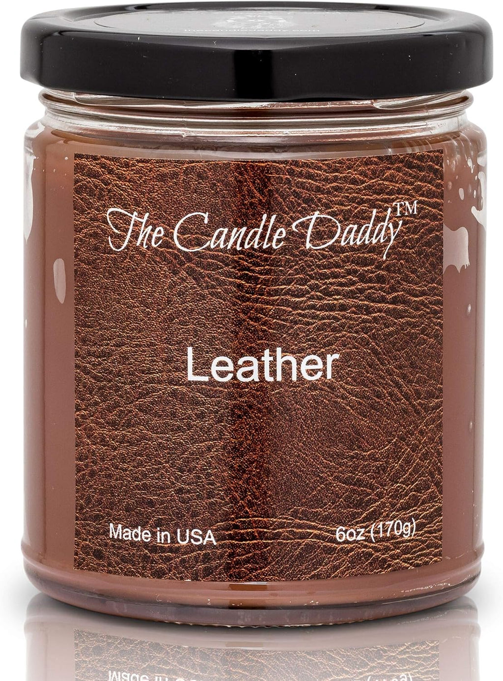 Leather Candle- 6 Oz Jar Candle - up to 40 Hour Burn Time