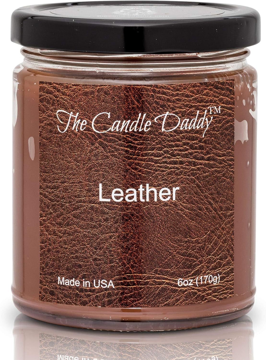 Leather Candle- 6 Oz Jar Candle - up to 40 Hour Burn Time