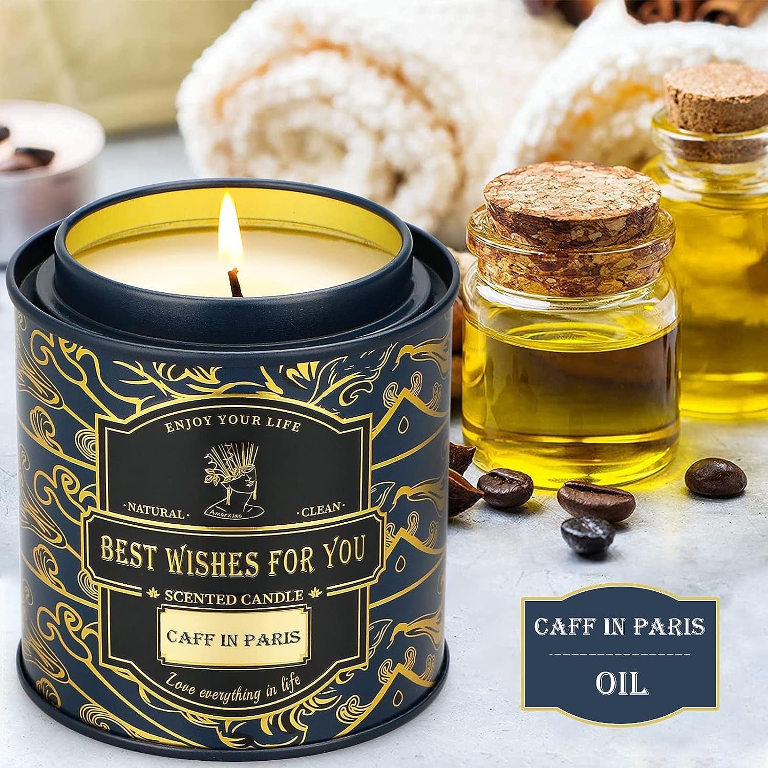 Coffee Candles for Home Scented, Christmas Candles Gifts for Women, 10 Oz Long Lasting Aesthetics Scented Candles Aromatherapy Candle Soy Candles, Relaxing Candle Gifts