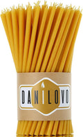 Thin Taper Beeswax Candles - Honey-Scented, Decorative Candles Ideal for Birthday Decoration or Church Prayers - Yellow Drip Free, Tall & Smokeless Pack of 50 Pcs, 6.4 X 0.22 Inch