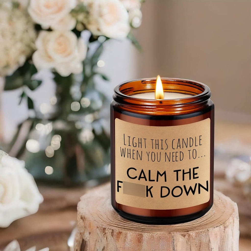 Calming Candle, Stress Relief Gifts for Women, Relaxing Gifts for Men, People - Anxiety Relief Items - Fathers Day, Calm Down, Birthday Funny Aromatherapy Candles for Women Friend Coworker Mom