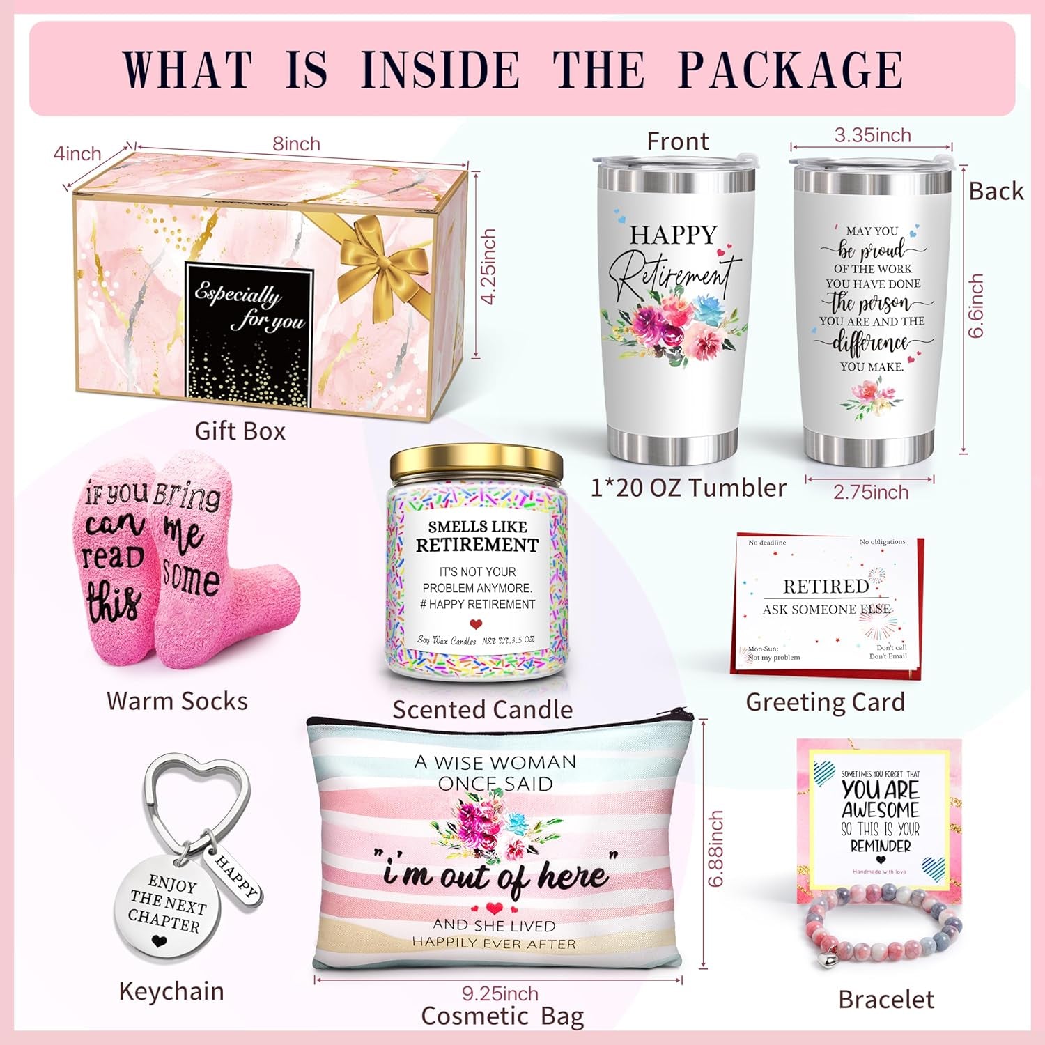 Retirement Gifts for Women 2026-Happy Retirement Gifts for Retirees，Teachers，Coworker，Nurses，Mom，Grandma，Unique Retired 20OZ Tumbler Gift Ideas for Coworkers Office & Family