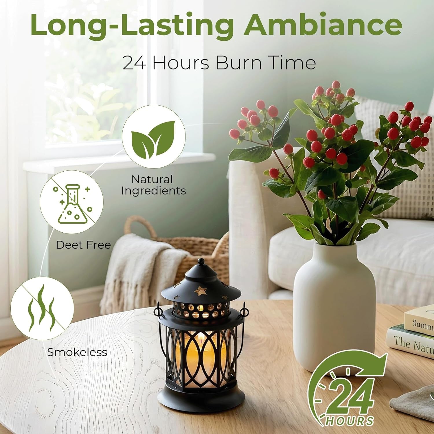 Citronella Candles Outdoor, 2 Pack Citronella Candle Lanterns with Lid, Soy Wax Outdoor Candles for Patio, Garden, Porch, Backyard, Camping & Summer Outdoor Decor