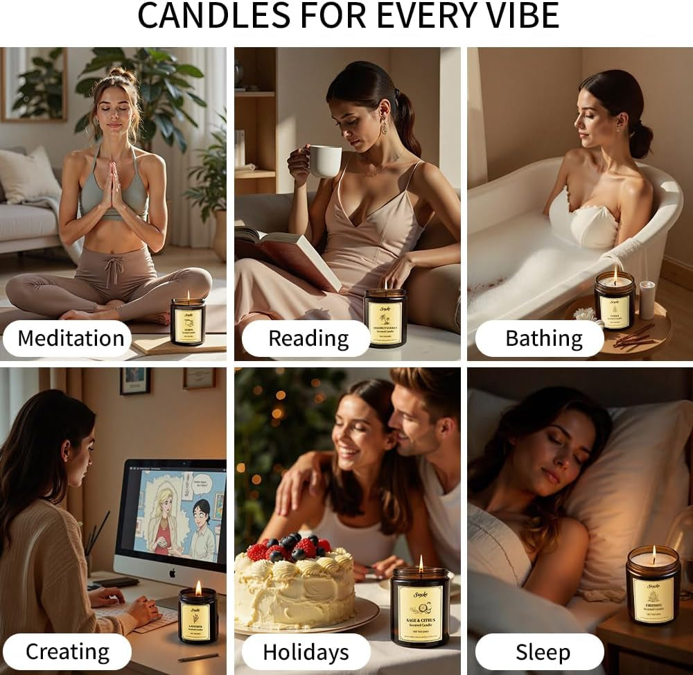 6 Pack 42Oz Scented Candles, Soy Wax Candles for Home, Aromatherapy Candle Gift Set for Women Men, Long Lasting Jar Candles, Ideal for Birthdays Holidays