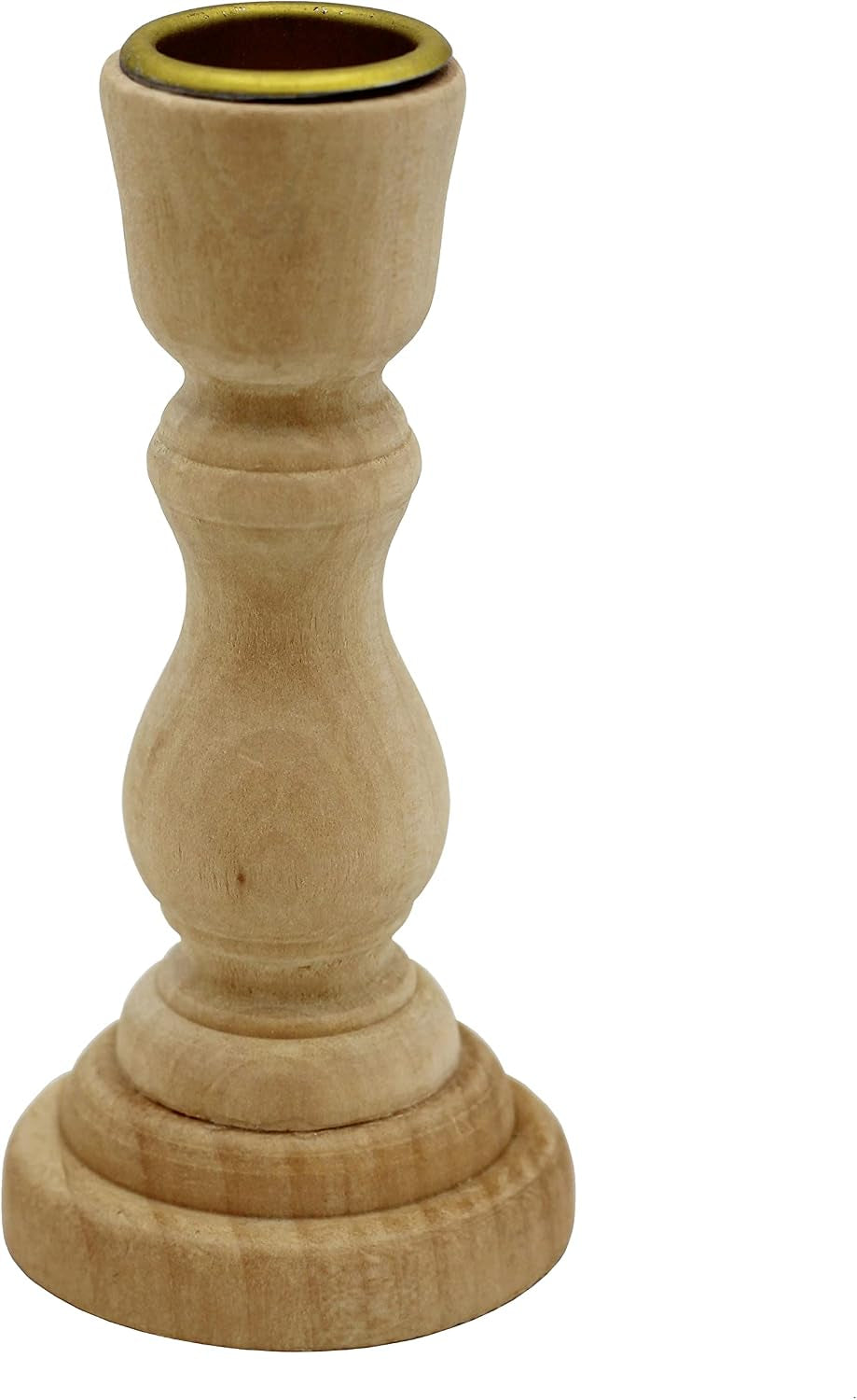 4 Inch Tall Unfinished Wooden Candlesticks with Metal Candle Holder Cup Center - Wholesale Pack of 6