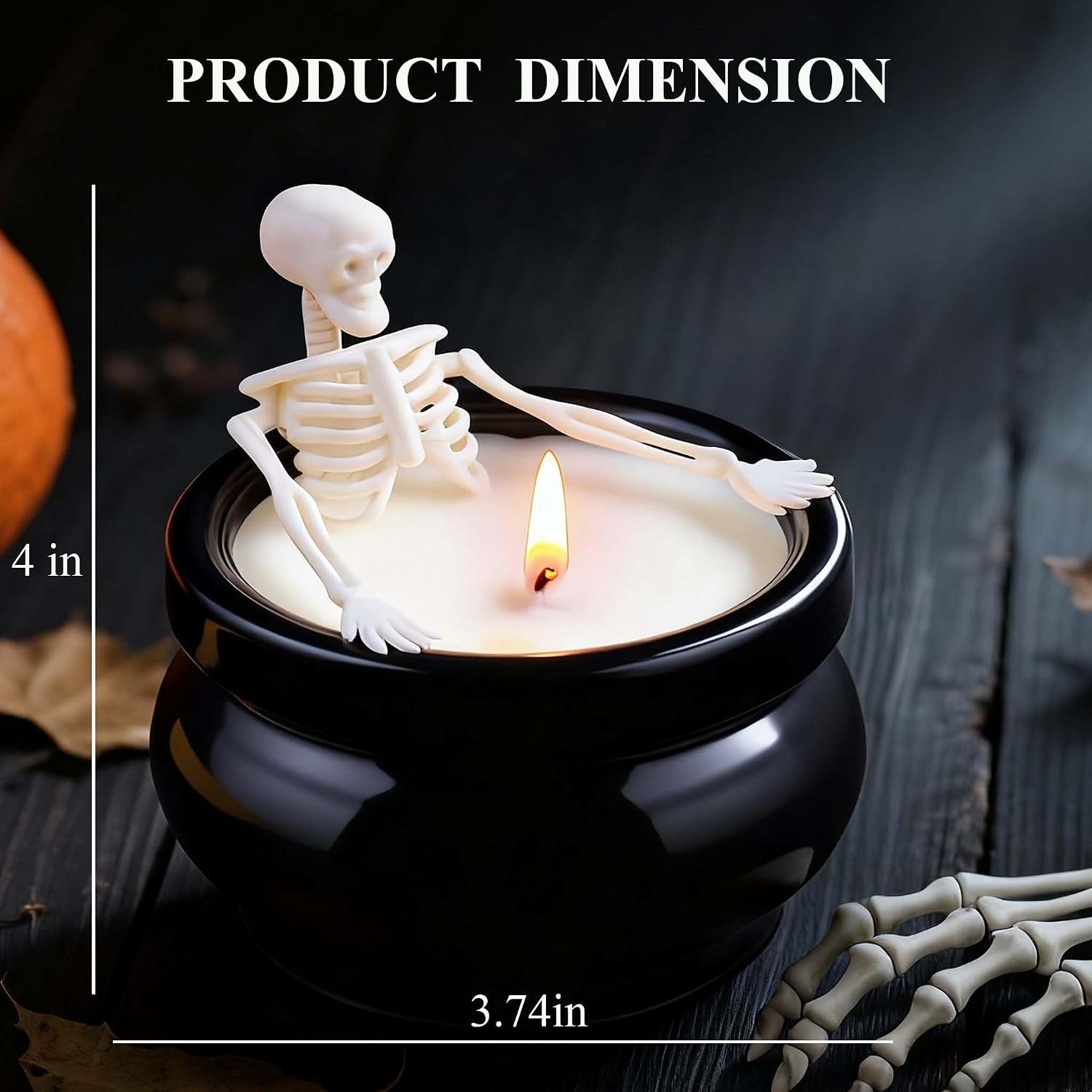 Skeleton Candle Halloween Decorations Indoor, Gothic Vintage Fall Home Decor for Farmhouse Room Apartment Table Desk, Gag Birthday White Elephant Gifts Witchy Gifts for Women Men Friends
