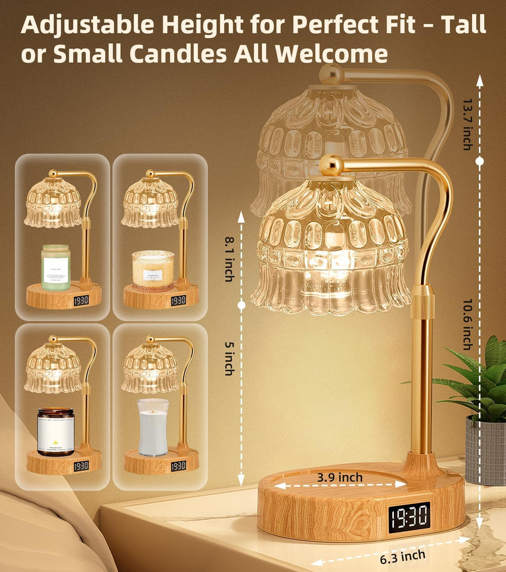 Candle Warmer Lamp with Timer | Adjustable Height & Dimmable | Base Control with GU10 Heating Bulb | Stylish Flameless Wax Melter for Large Jar Candles | Ideal Gift for Home Room Decor