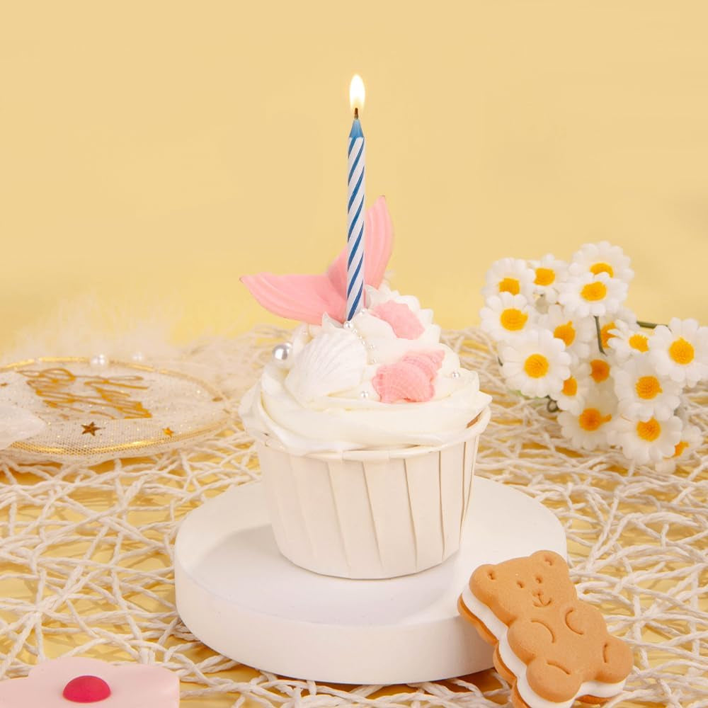 144-Count Multicolored Spiral Birthday Candle, Birthday Candles for Cake, Cupcake Candles, Party Celebration